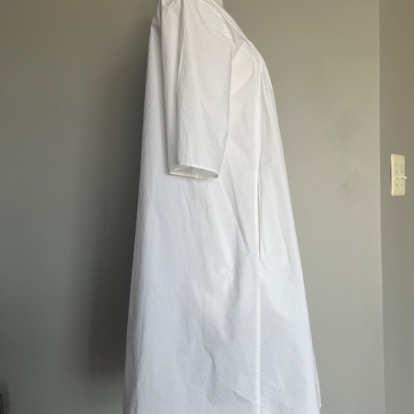 COS White Cotton Voluminous Gathered Front Rachet A-line Casual Pockets Dress - Picture 6 of 12